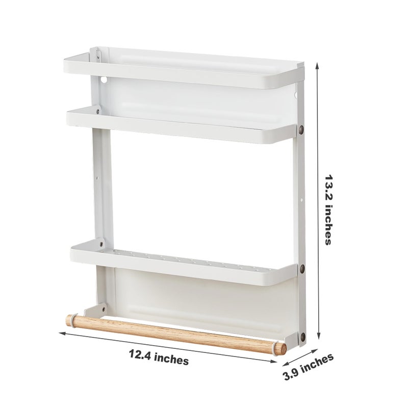 Hoopoton Magnetic Spice Rack Organizer Single Tier Refrigerator Spice Storage Shelf, Easy to Install The Side of The Refrigerator Can Hold spices, Jar of Olive Oil (White L) - Image 3